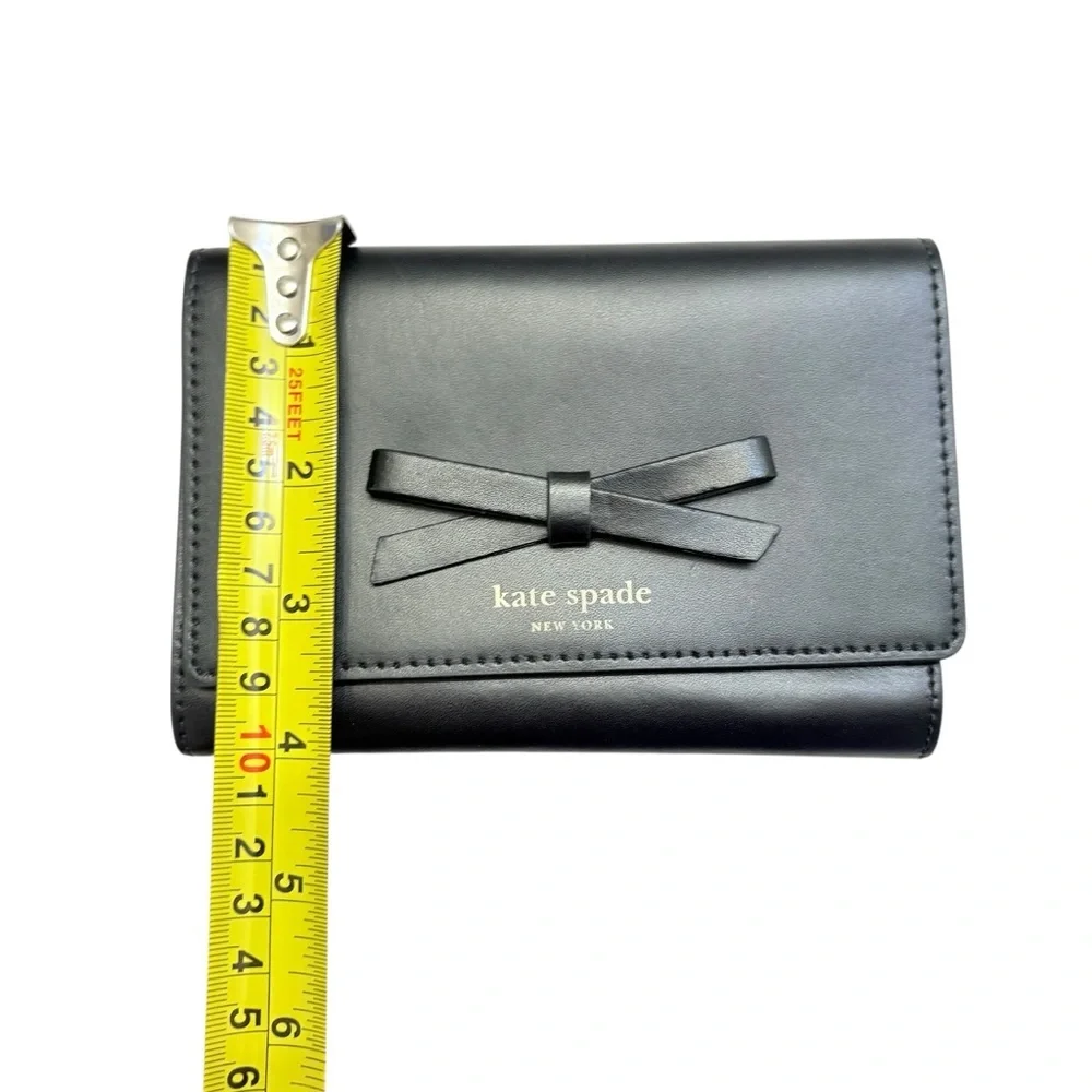Kate Spade Black Leather Wallet with Bow Accent